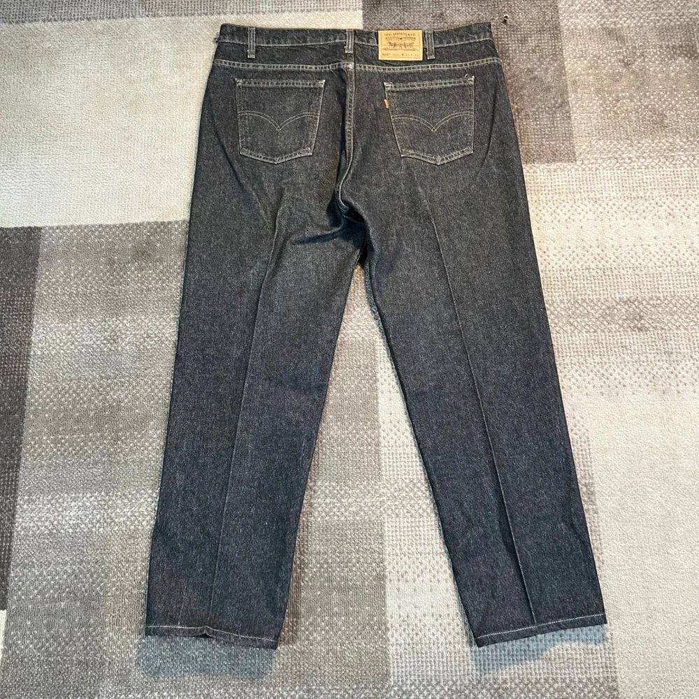 Vintage Levis 505 Regular Fit Straight Leg Jeans Black Orange Tab USA 42X30
